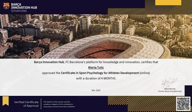 Certificate in Sport Psychology for Athletes Development, Barça Innovation Hub